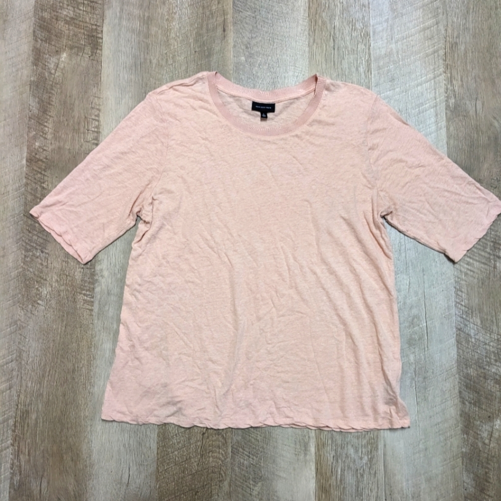 Who What Wear Light Pink Linen Top Elbow length